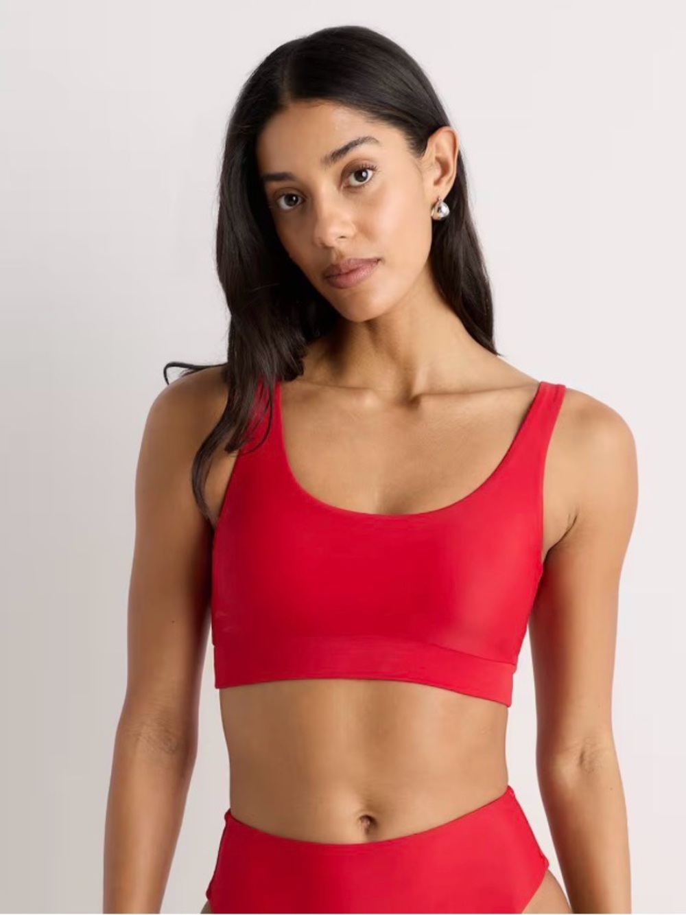 Quince Italian Tank Bikini Top in Cherry red XL NWT
